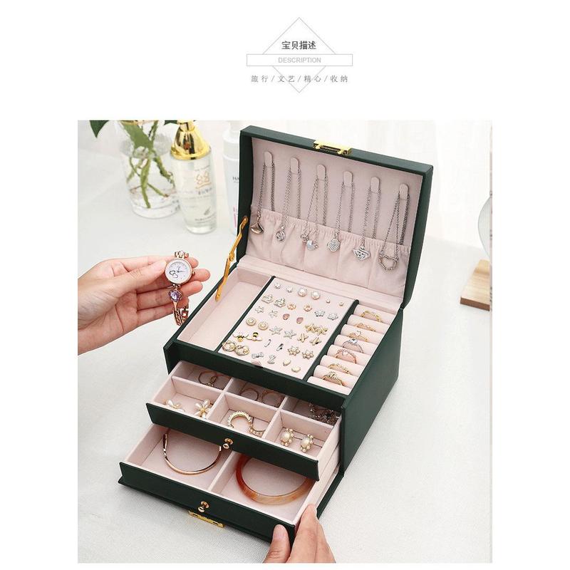 Lockbox Key Secure - Schmuckbox aus PU-Leder mit drei Schubladen