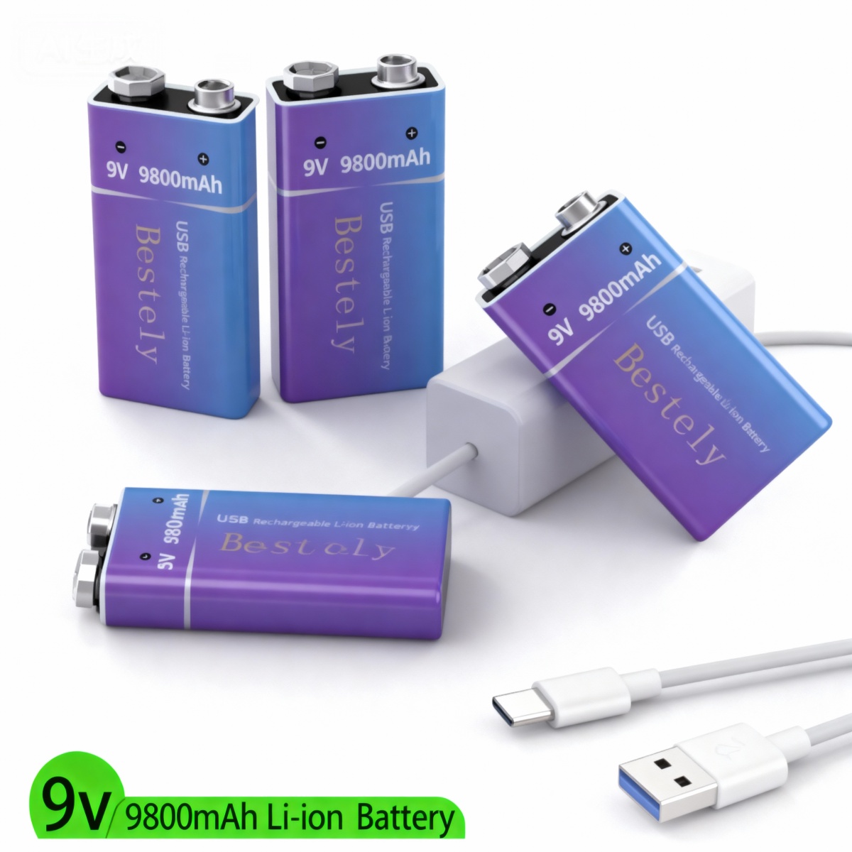 Smoke Detector Interconnected - Neuer wiederaufladbarer 9-V-Lithium-Ionen-Akku, 9800 mAh, langlebig,