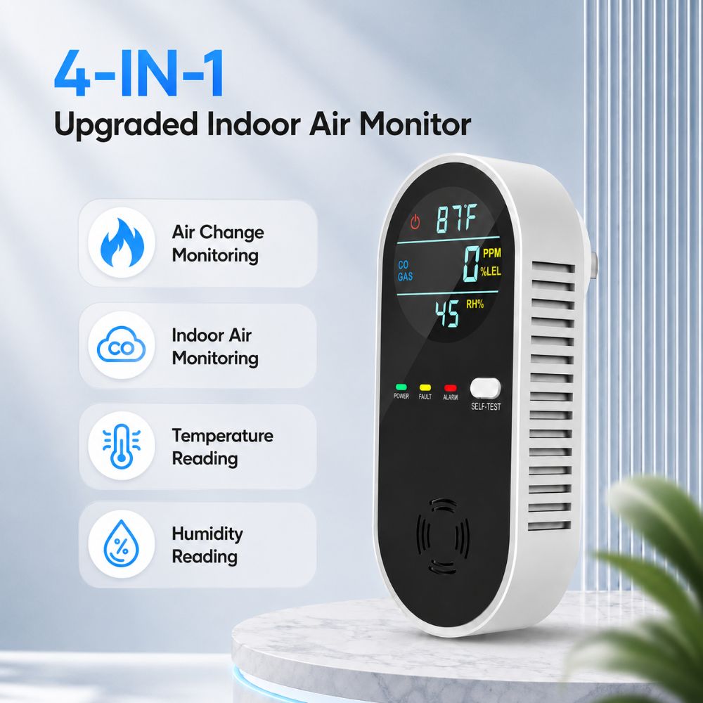 4-in-1 LED-Display Gasdetektor – Co Detector Plug Bewertung und Preis